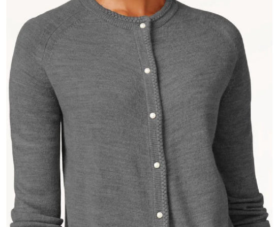 Karen Scott Women's Bead-Button Cardigan Gray Size Medium