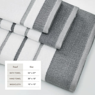 Decorative Cotton Stripe Bath Towel Set - Noelle Collection