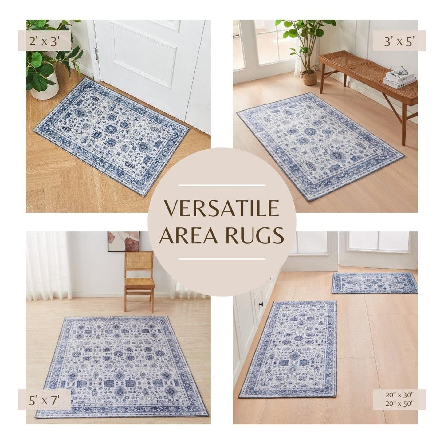 Floral Machine Washable Accent Rug 2' x 3' - Matra Collection