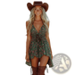 Green Floral Retro v Neck Smocked Mini Sundress