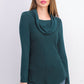BCX Women's Textured Cowlneck V-Hem Sweater Green Size Medium