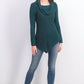 BCX Women's Textured Cowlneck V-Hem Sweater Green Size Medium