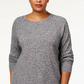 Karen Scott Women's Plus Size Curved-Hem Pullover Sweater Grey Size 2X