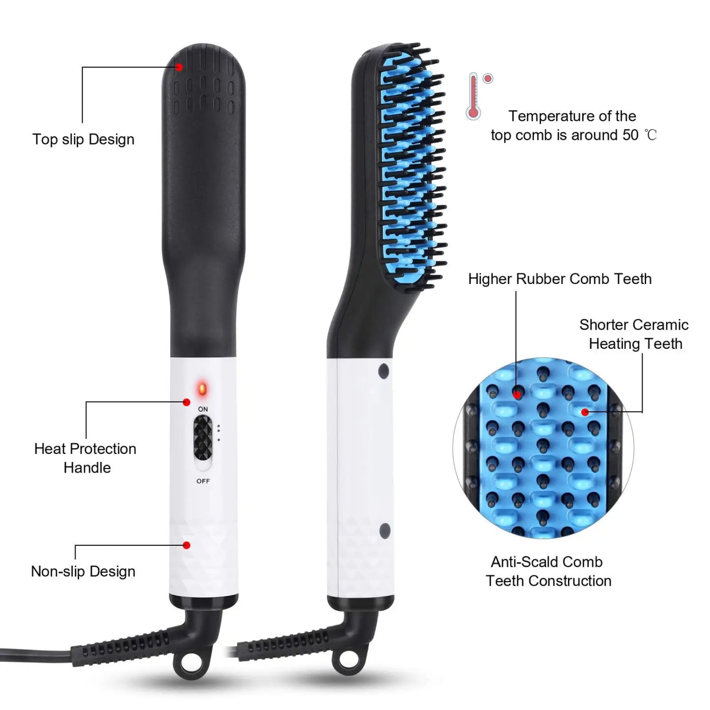 Hair Straightener Brush for Men Beard and Hair Styling