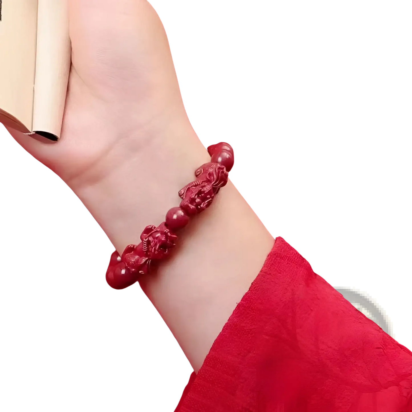 Hand Carved Purple Gold Cinnabar Double Pixiu Bracelet