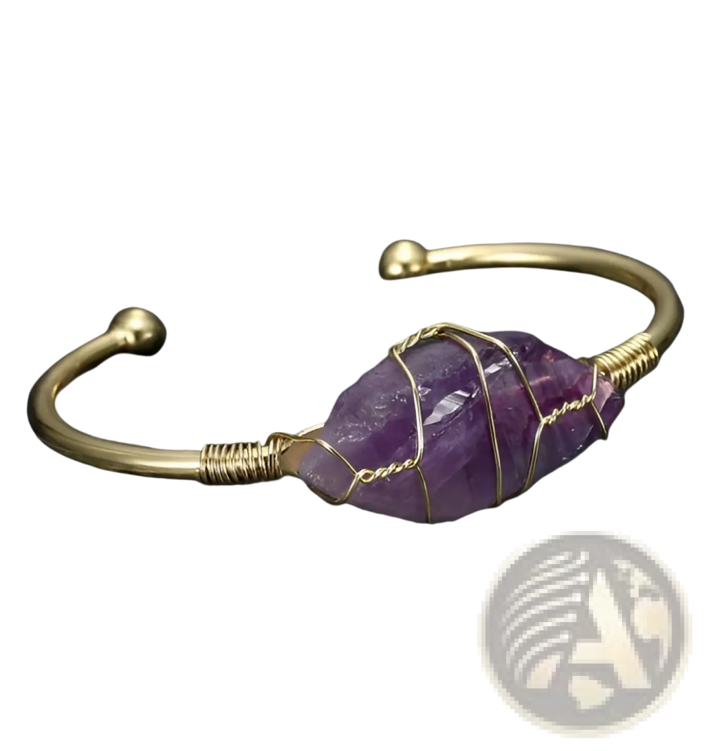 Handcrafted Natural Gemstone Wire Wrapped Gold Cuff Bracelet