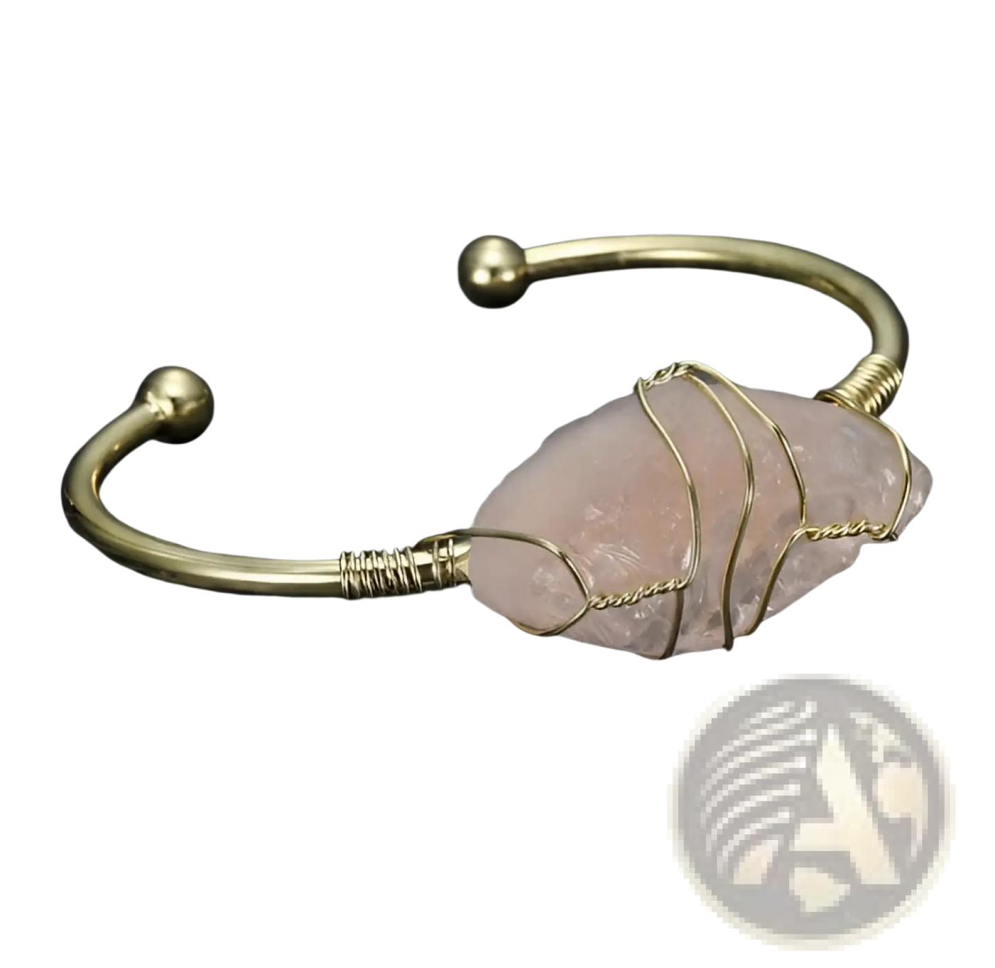 Handcrafted Natural Gemstone Wire Wrapped Gold Cuff Bracelet