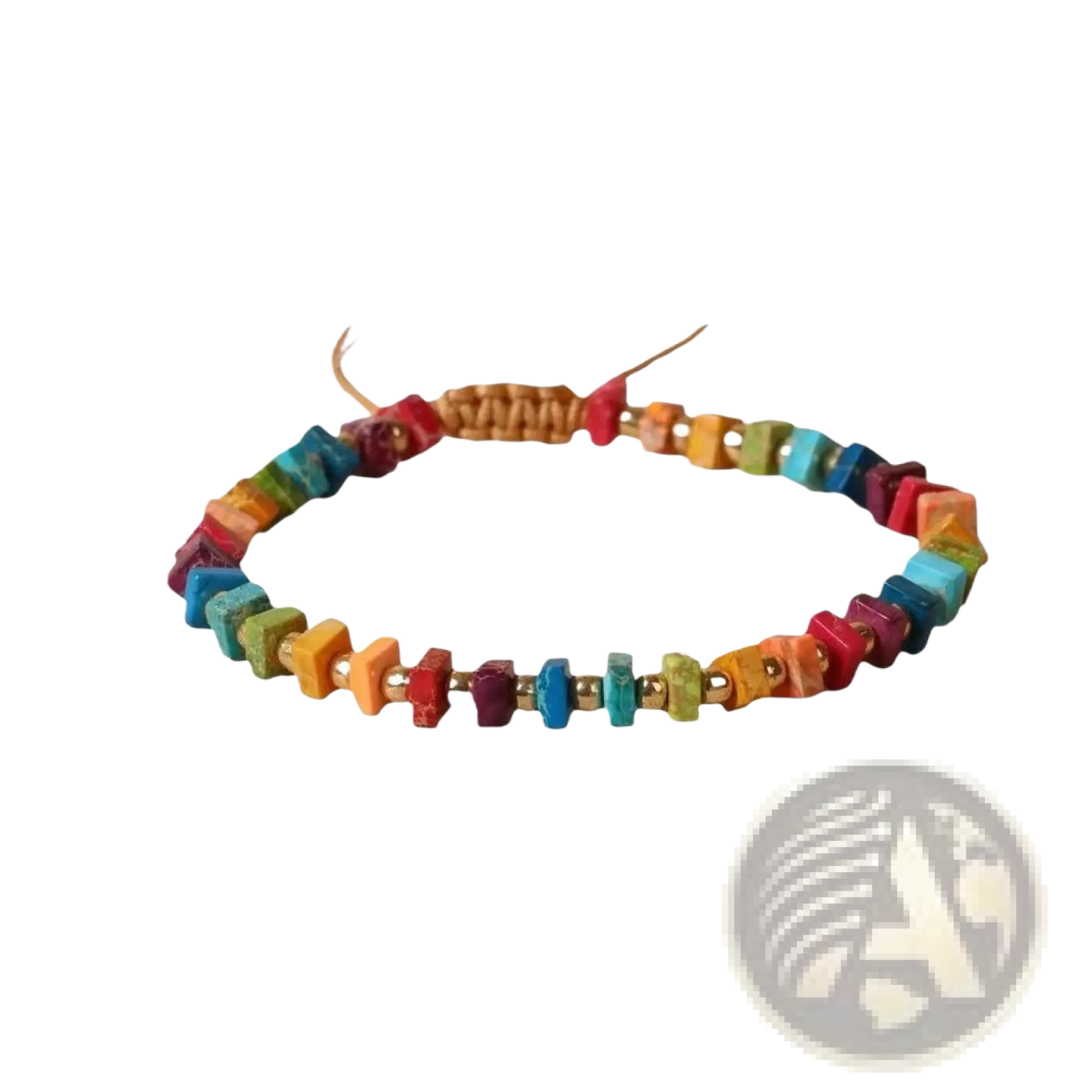Handcrafted Rainbow Square Stone Woven Yoga Bracelet