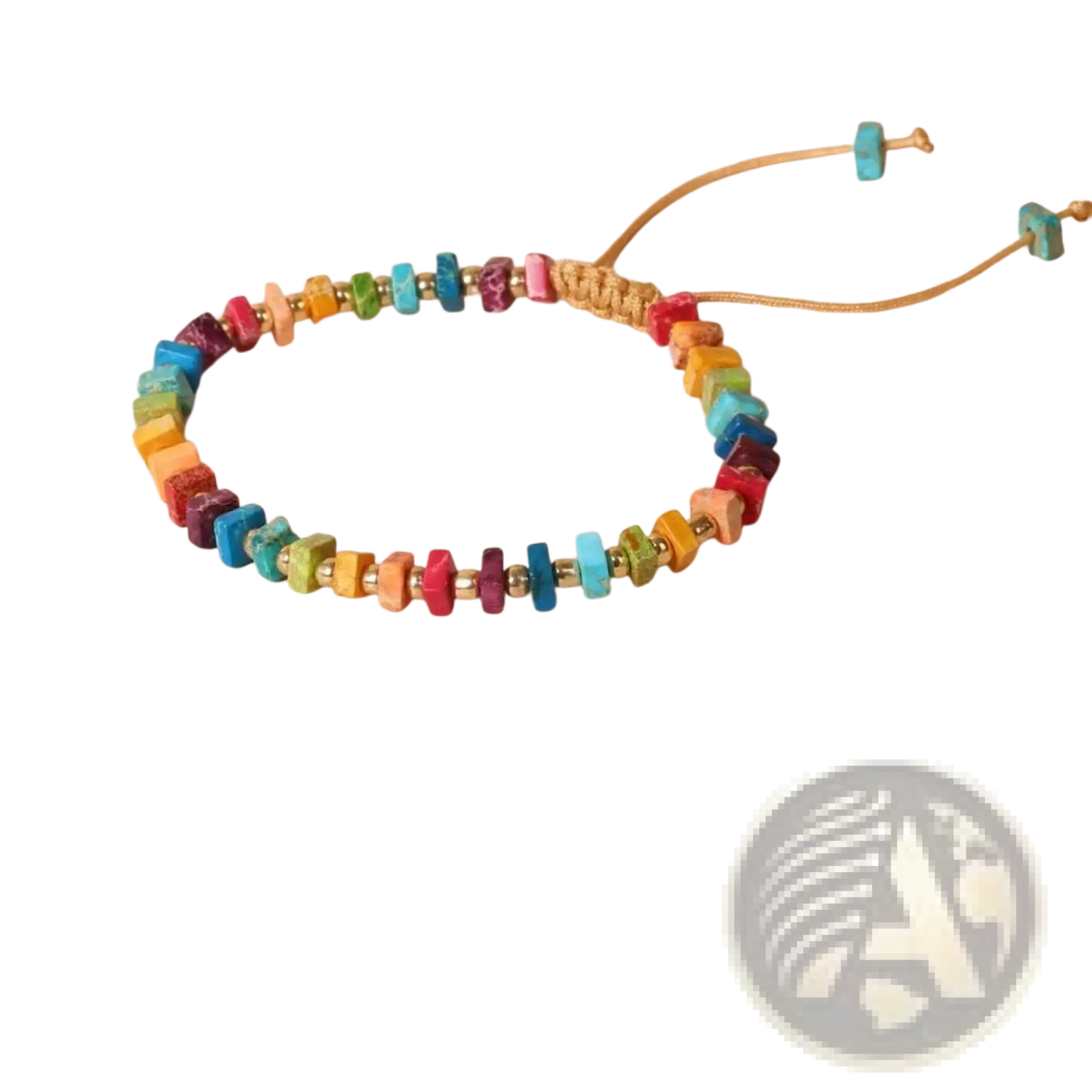 Handcrafted Rainbow Square Stone Woven Yoga Bracelet