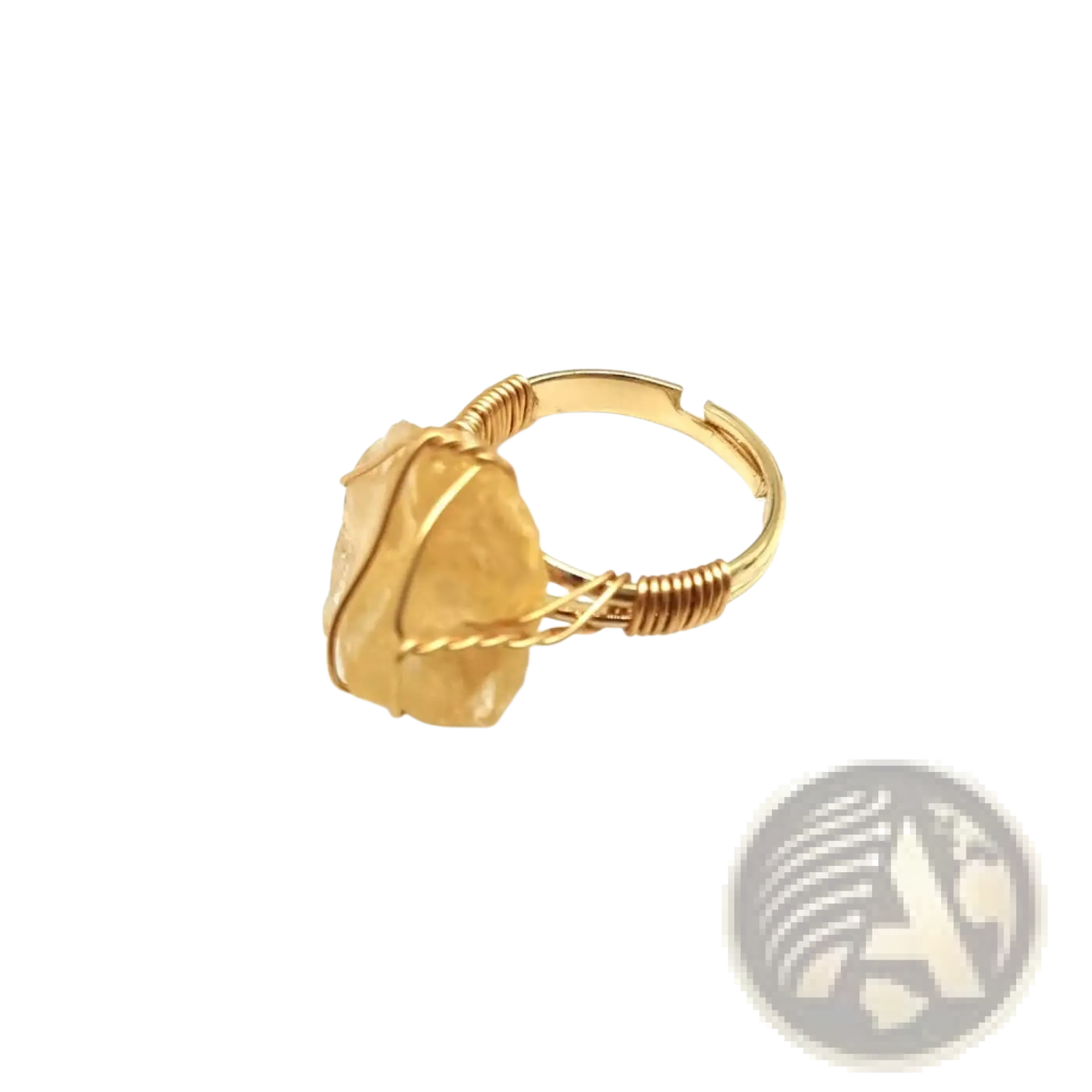 Handcrafted Raw Gemstone Gold Wire Wrapped Adjustable Ring