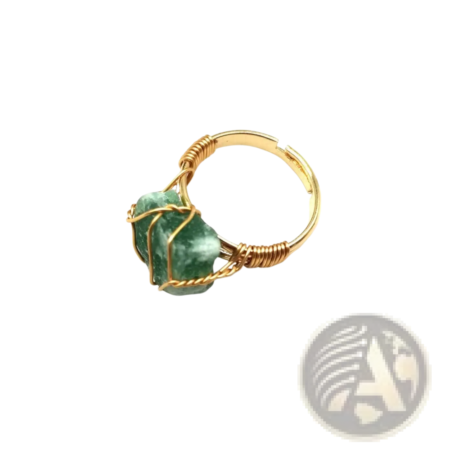 Handcrafted Raw Gemstone Gold Wire Wrapped Adjustable Ring