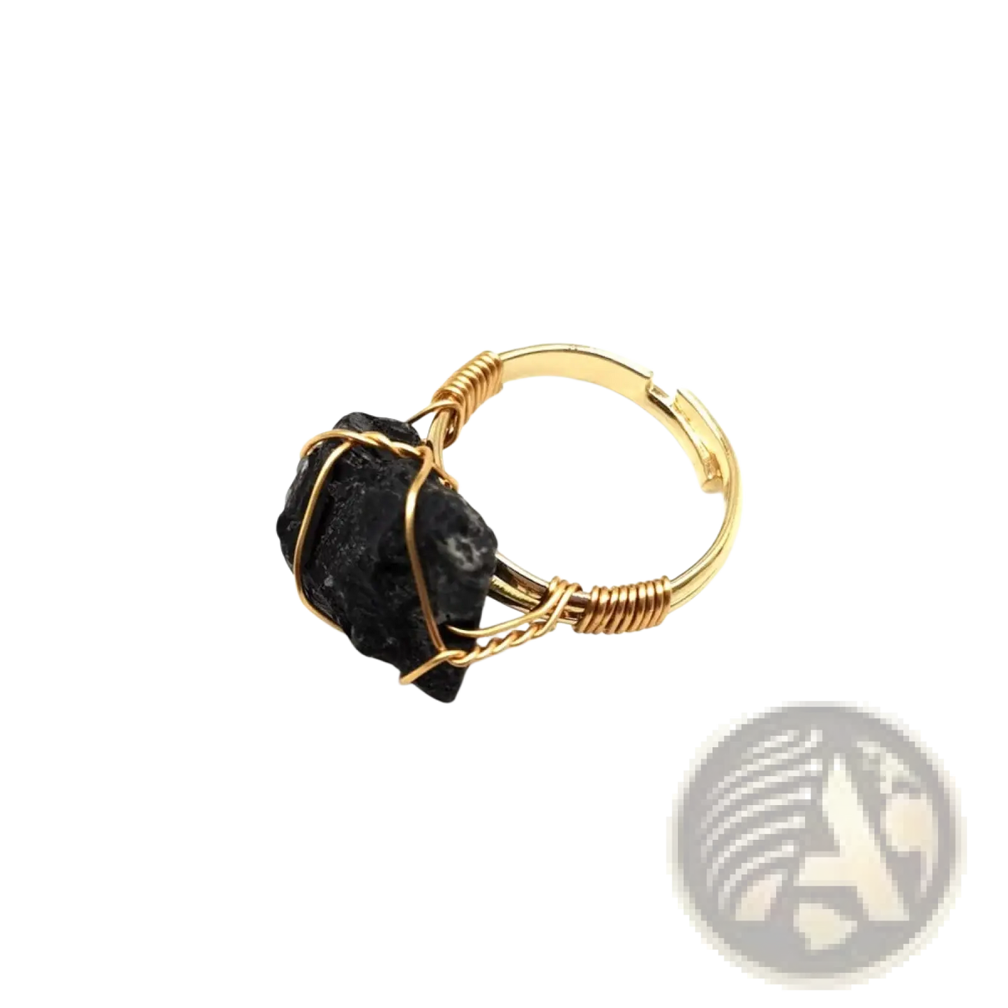 Handcrafted Raw Gemstone Gold Wire Wrapped Adjustable Ring