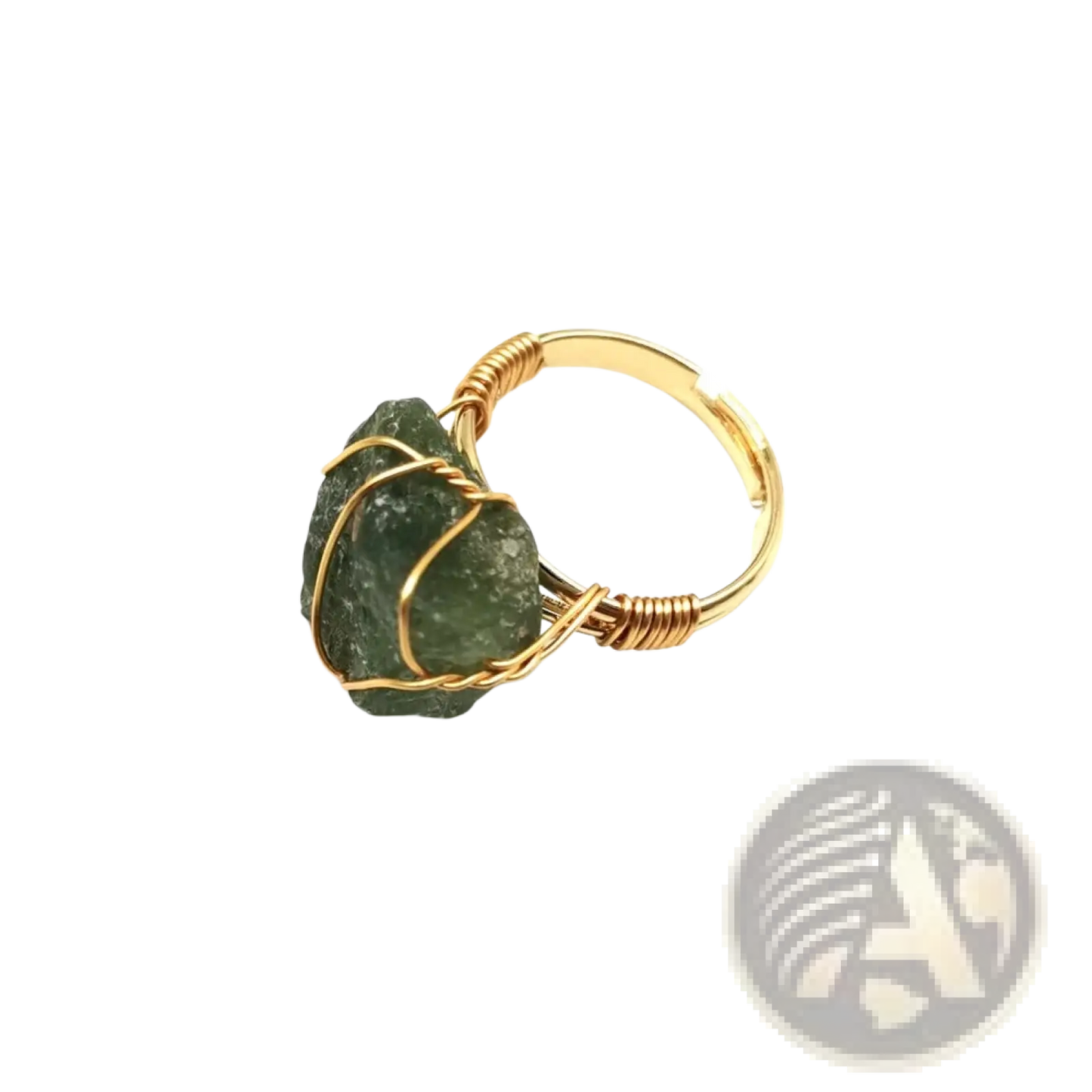 Handcrafted Raw Gemstone Gold Wire Wrapped Adjustable Ring