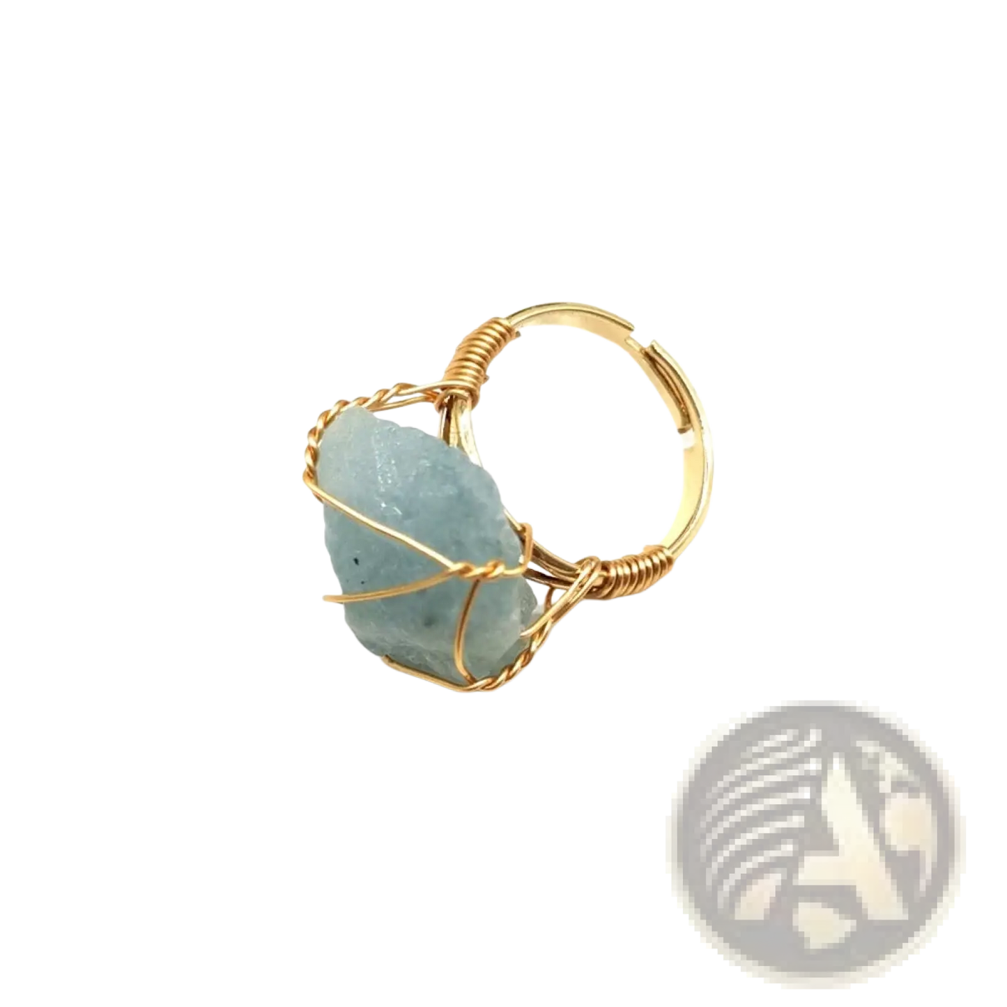 Handcrafted Raw Gemstone Gold Wire Wrapped Adjustable Ring