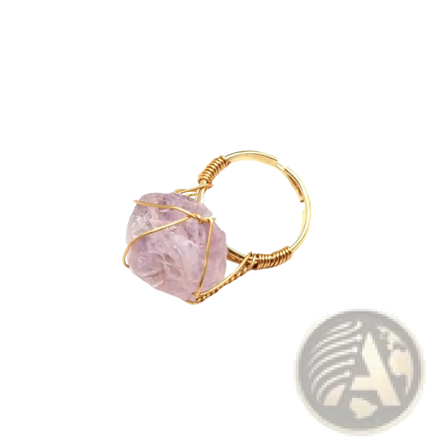 Handcrafted Raw Gemstone Gold Wire Wrapped Adjustable Ring