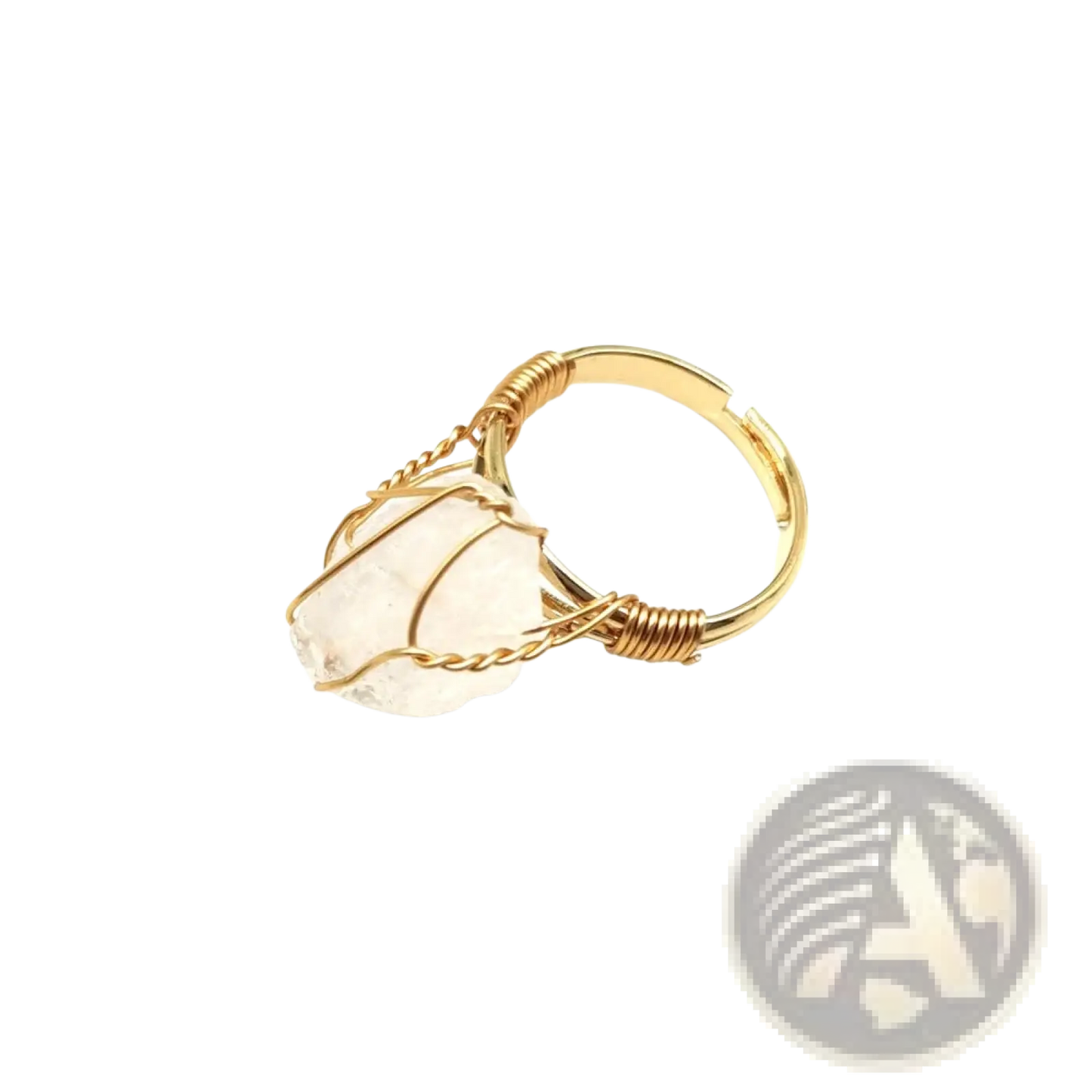 Handcrafted Raw Gemstone Gold Wire Wrapped Adjustable Ring