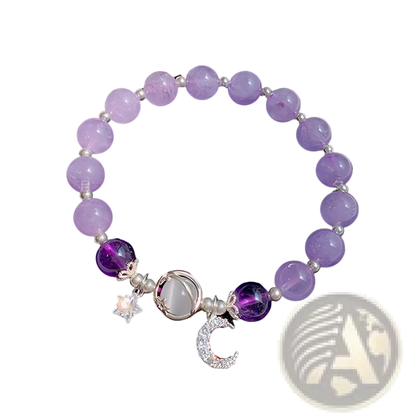Handmade Celestial Moon and Star Crystal Bead Bracelet