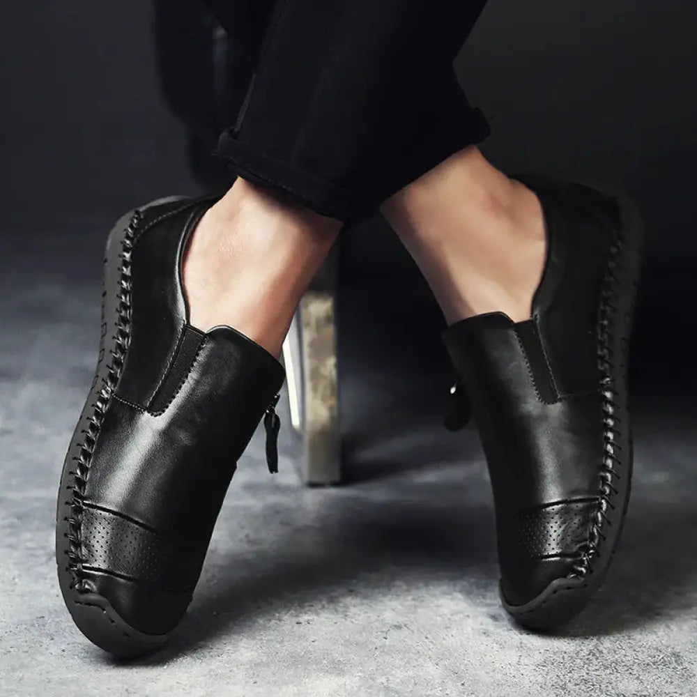 Men's Handcrafted Leather Zipper Oxford Dress Shoes
