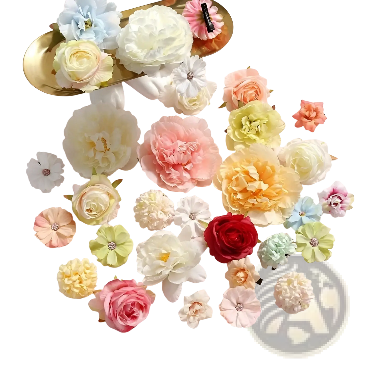 Handmade Mixed Pastel Silk Flower Diy Hair Accessory Set