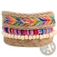 Handmade Multilayer Braided Leather and Wood Bead Bracelet