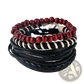 Handmade Multilayer Braided Leather and Wood Bead Bracelet