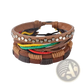 Handmade Multilayer Braided Leather and Wood Bead Bracelet