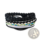Handmade Multilayer Braided Leather and Wood Bead Bracelet