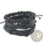 Handmade Multilayer Braided Leather and Wood Bead Bracelet