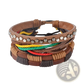 Handmade Multilayer Braided Leather and Wood Bead Bracelet
