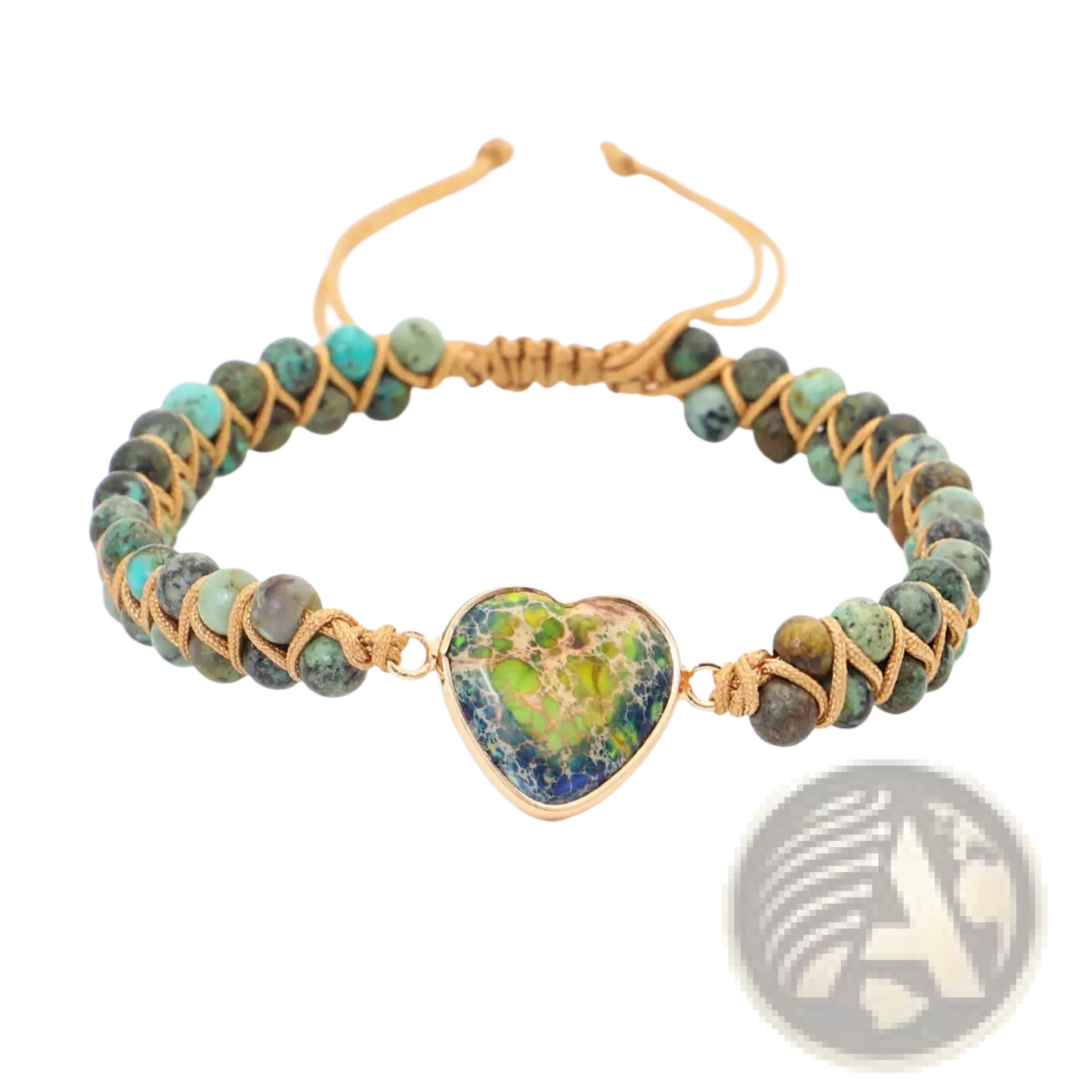 Handmade Woven Heart Stone Pendant Bracelet
