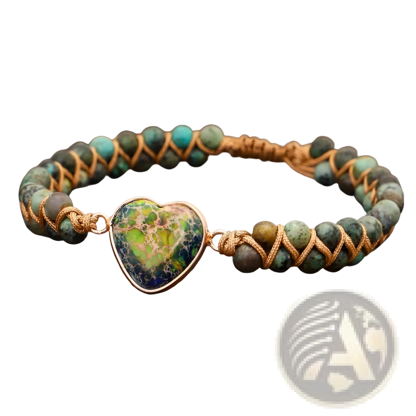 Handmade Woven Heart Stone Pendant Bracelet
