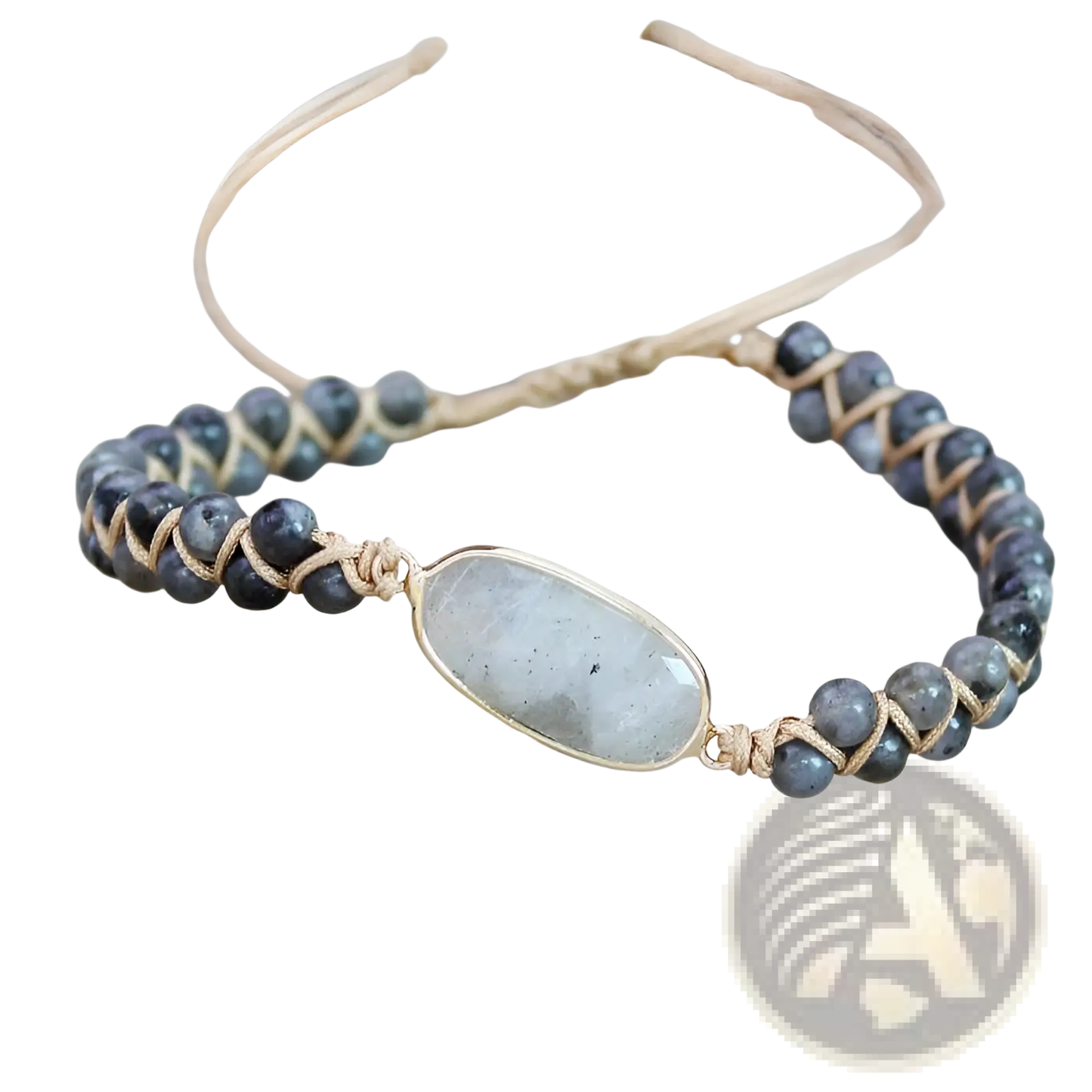 Handmade Woven Heart Stone Pendant Bracelet