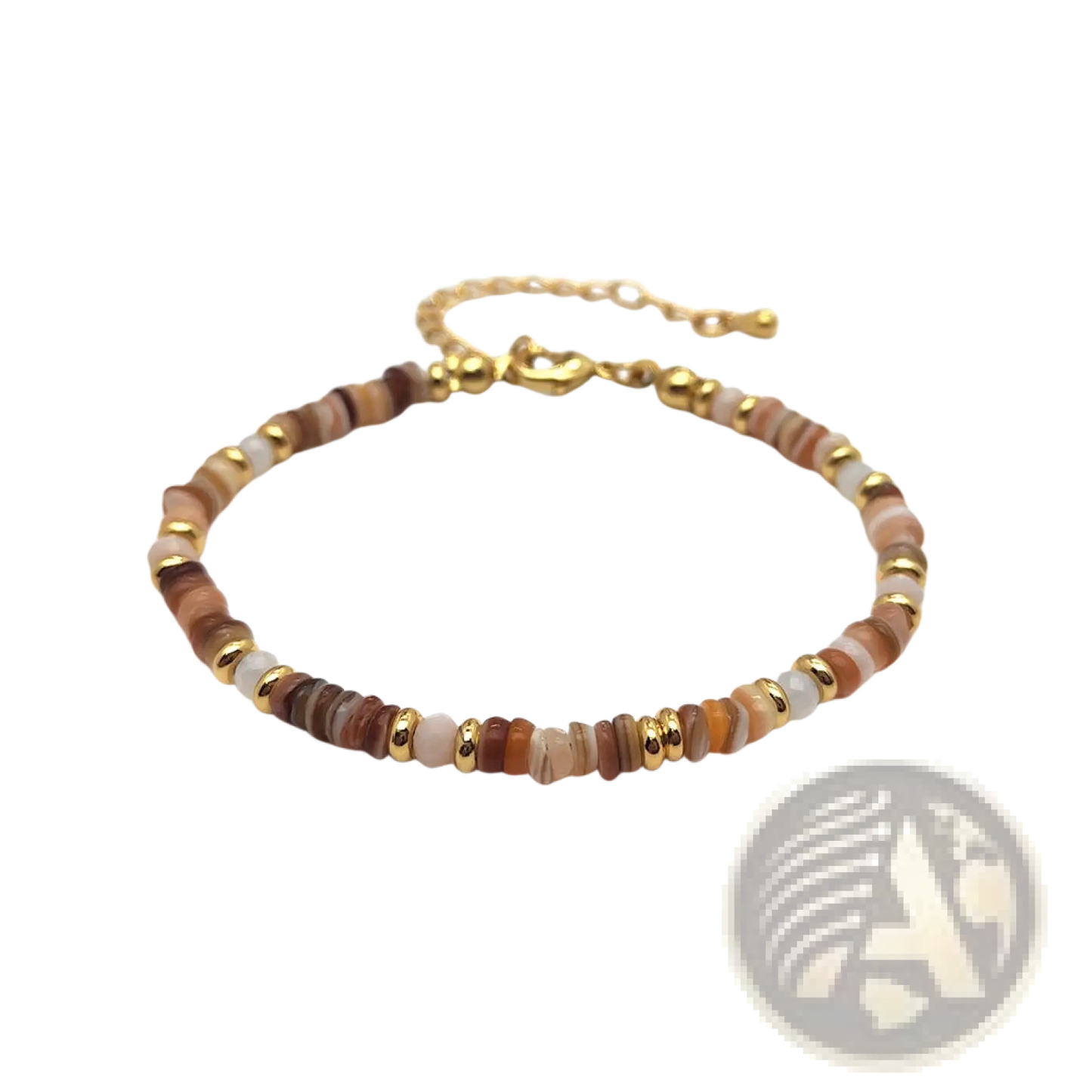 Handwoven Rainbow Shell Beaded Bracelet with Gold Clasp