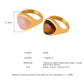 Heart Shaped Natural Stone Titanium Steel Signet Ring