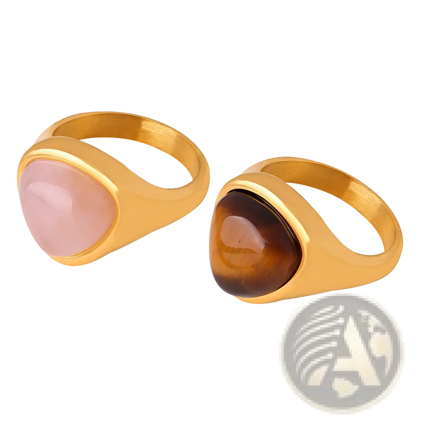 Heart Shaped Natural Stone Titanium Steel Signet Ring