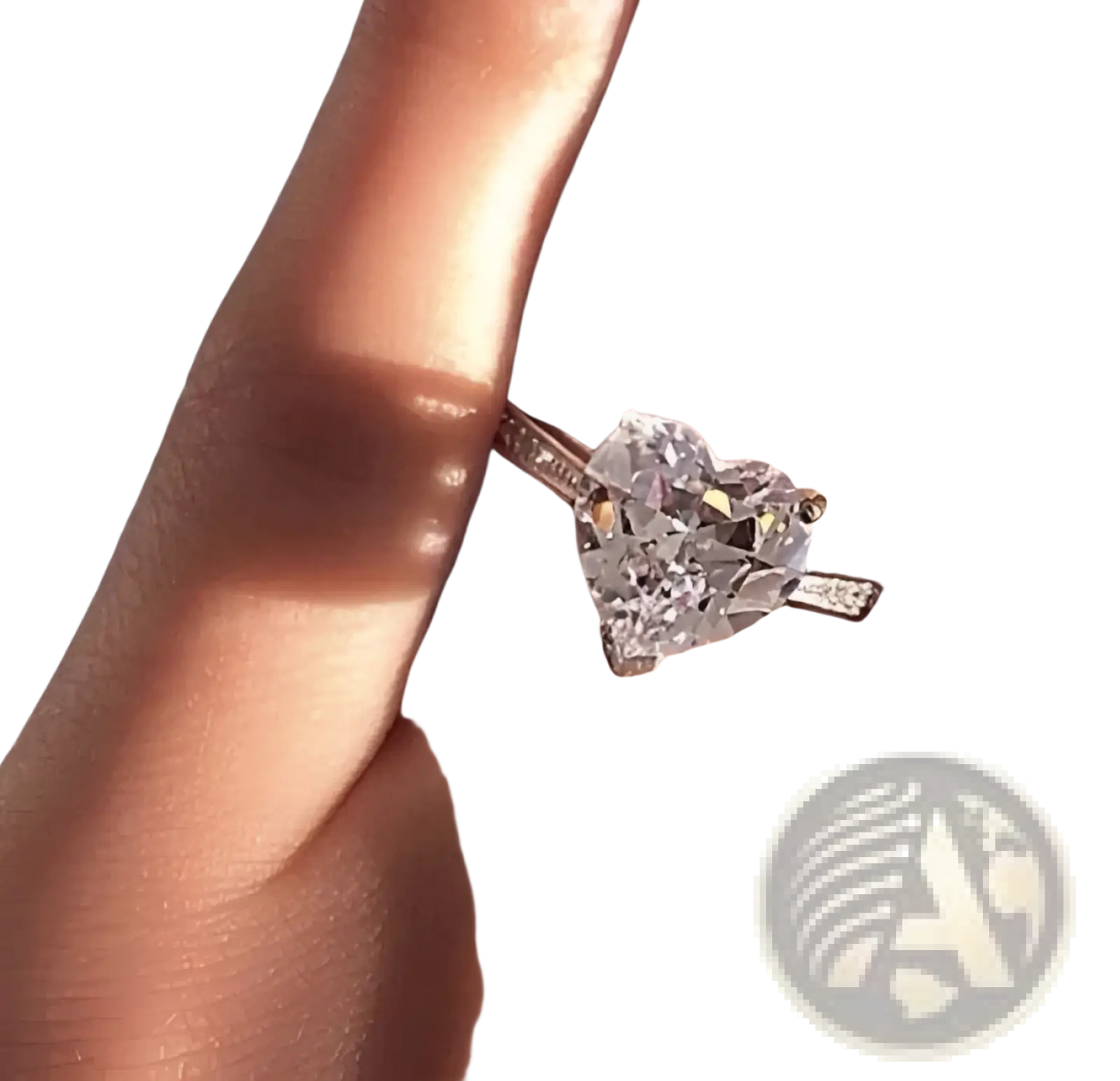 Heart Shaped Zircon Engagement Ring in White Gold Plating