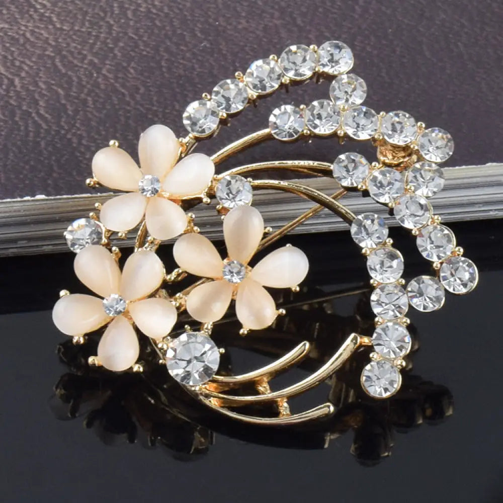 Vintage Opal and Rose Gold Floral Bridal Brooch
