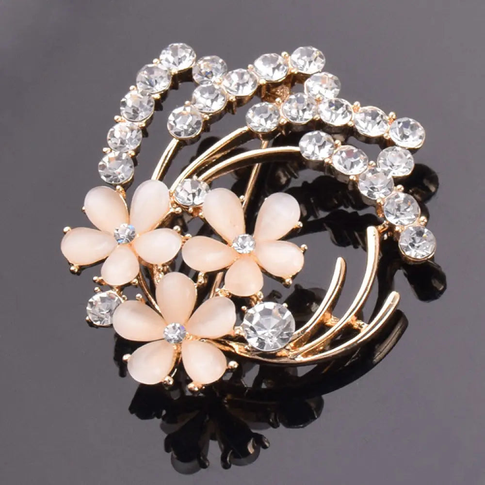 Vintage Opal and Rose Gold Floral Bridal Brooch