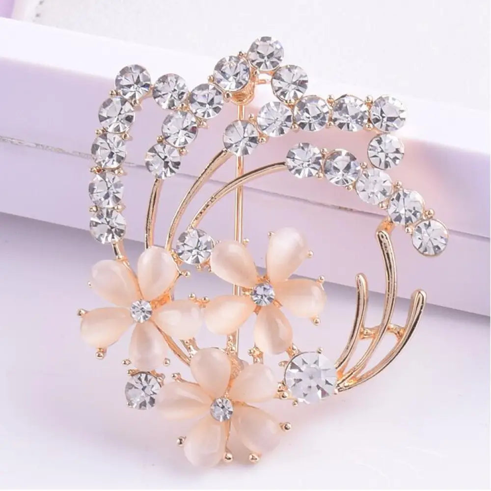 Vintage Opal and Rose Gold Floral Bridal Brooch