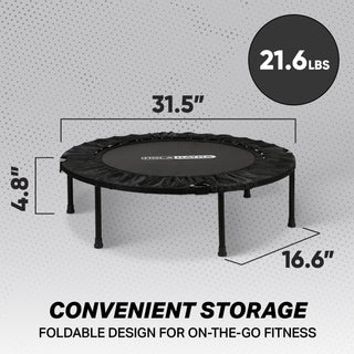 HolaHatha 40" Mini Trampoline Fitness Rebounder with Adjustable Handle, Black