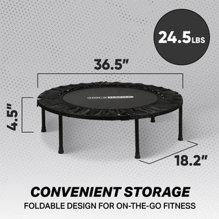 HolaHatha 48 Inch Foldable Mini Fitness Trampoline with Adjustable Handle, Black