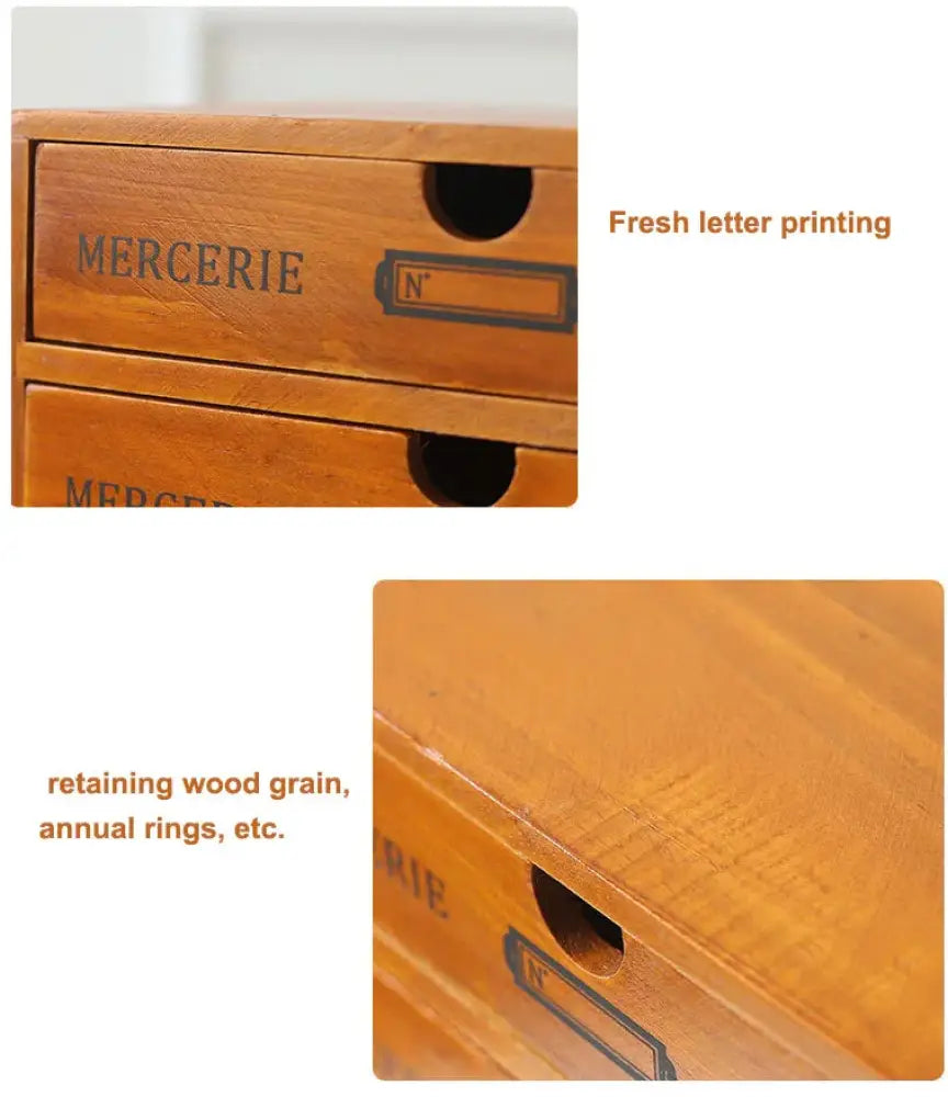 Retro Lockable Wooden Storage Box with Vintage Drawers