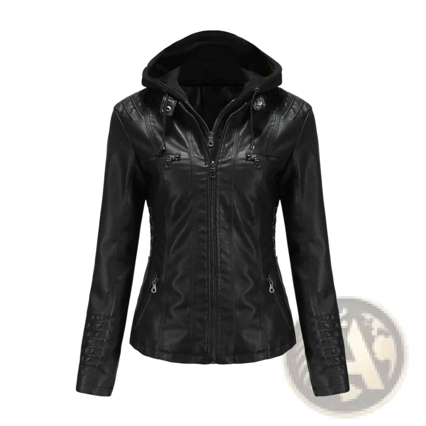 Hooded Leather Jacket Two-piece Detachable Slim Fit
