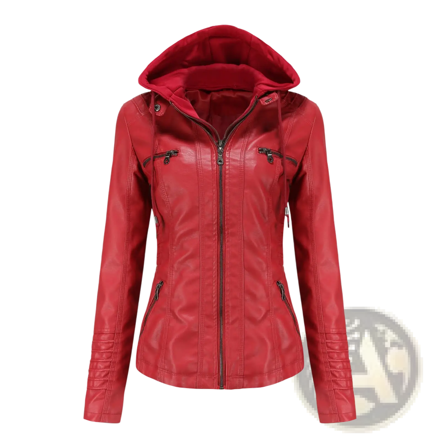 Hooded Leather Jacket Two-piece Detachable Slim Fit