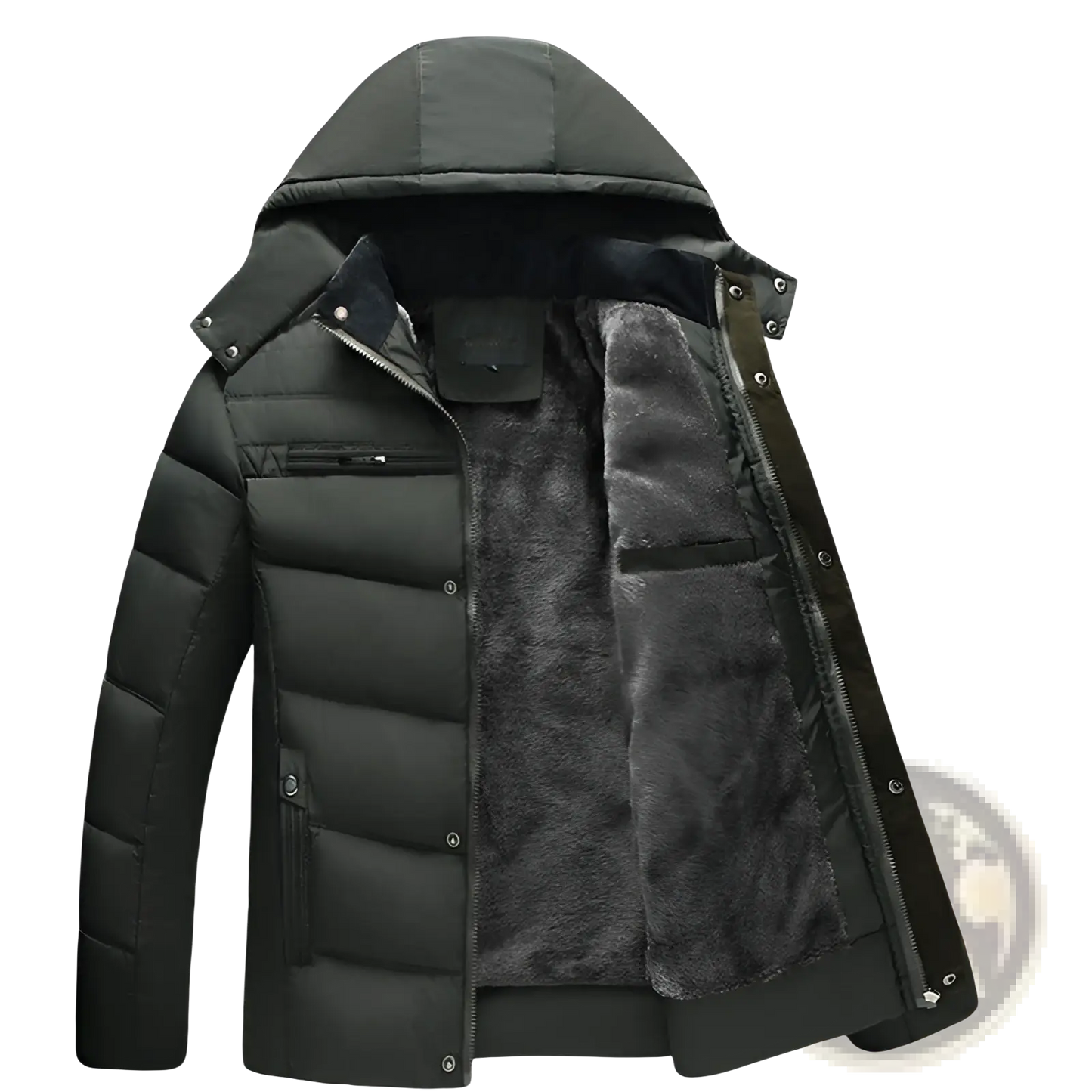 Hooded Quilted Winter Jacket with Plush Fleece Lining