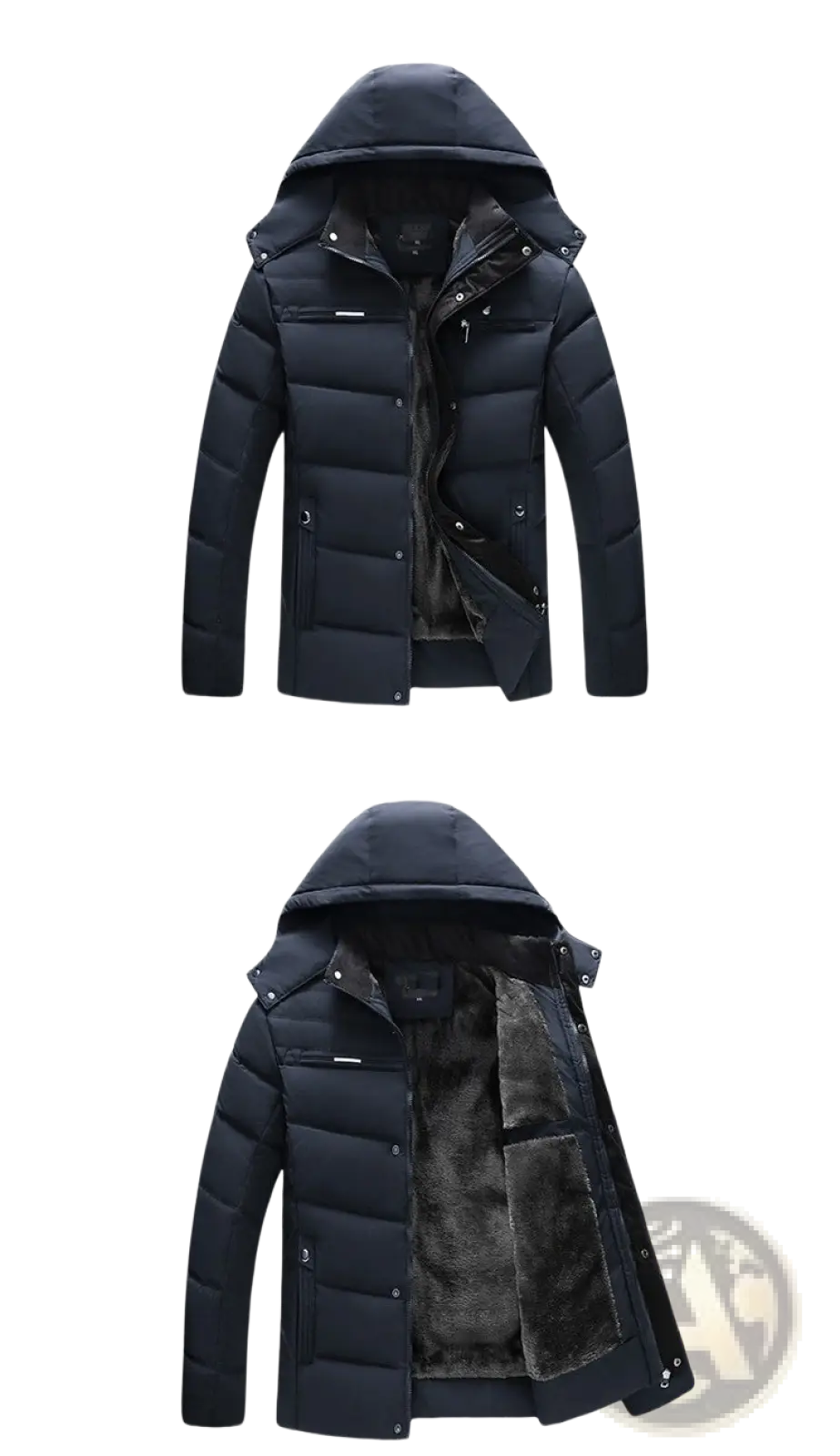Hooded Quilted Winter Jacket with Plush Fleece Lining