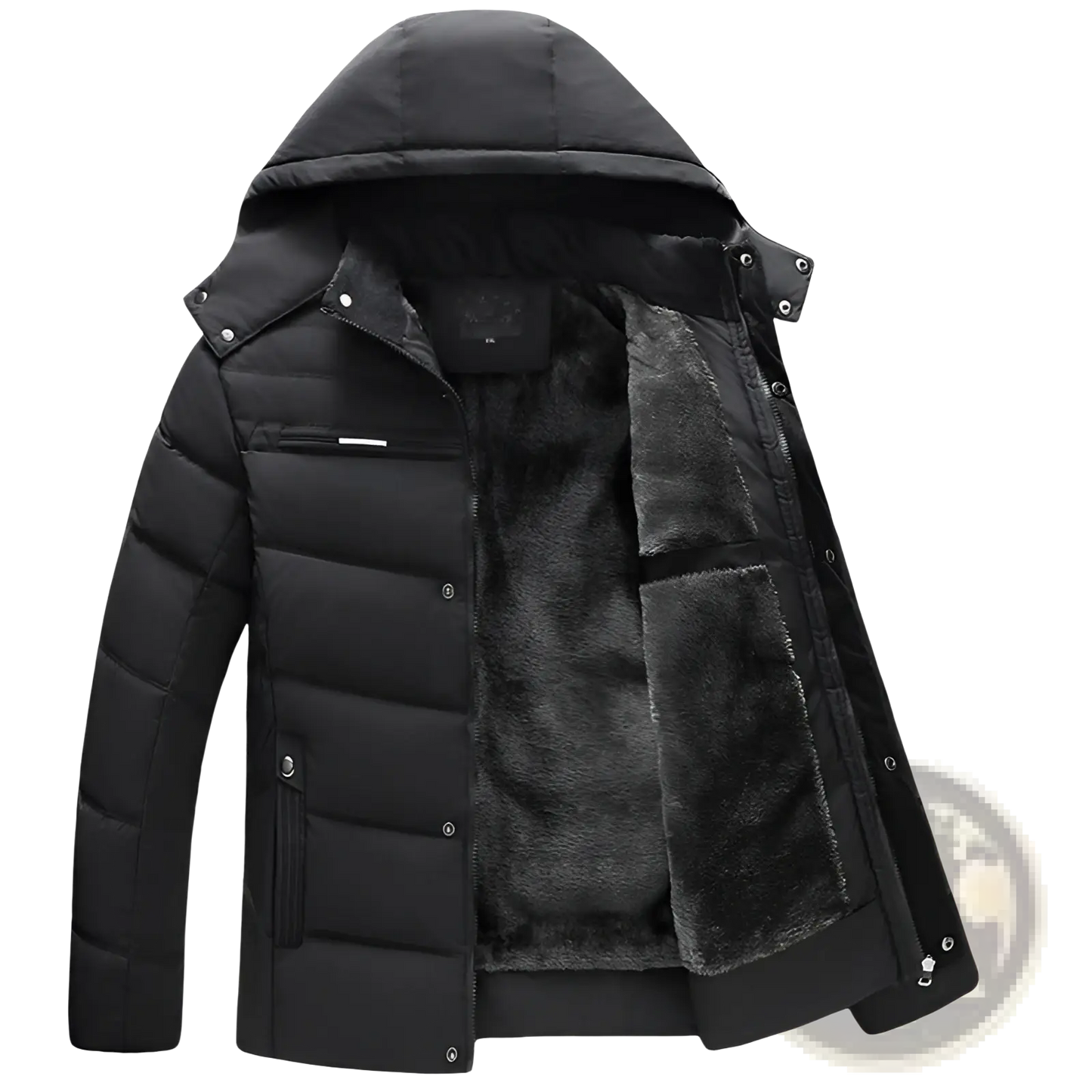 Hooded Quilted Winter Jacket with Plush Fleece Lining