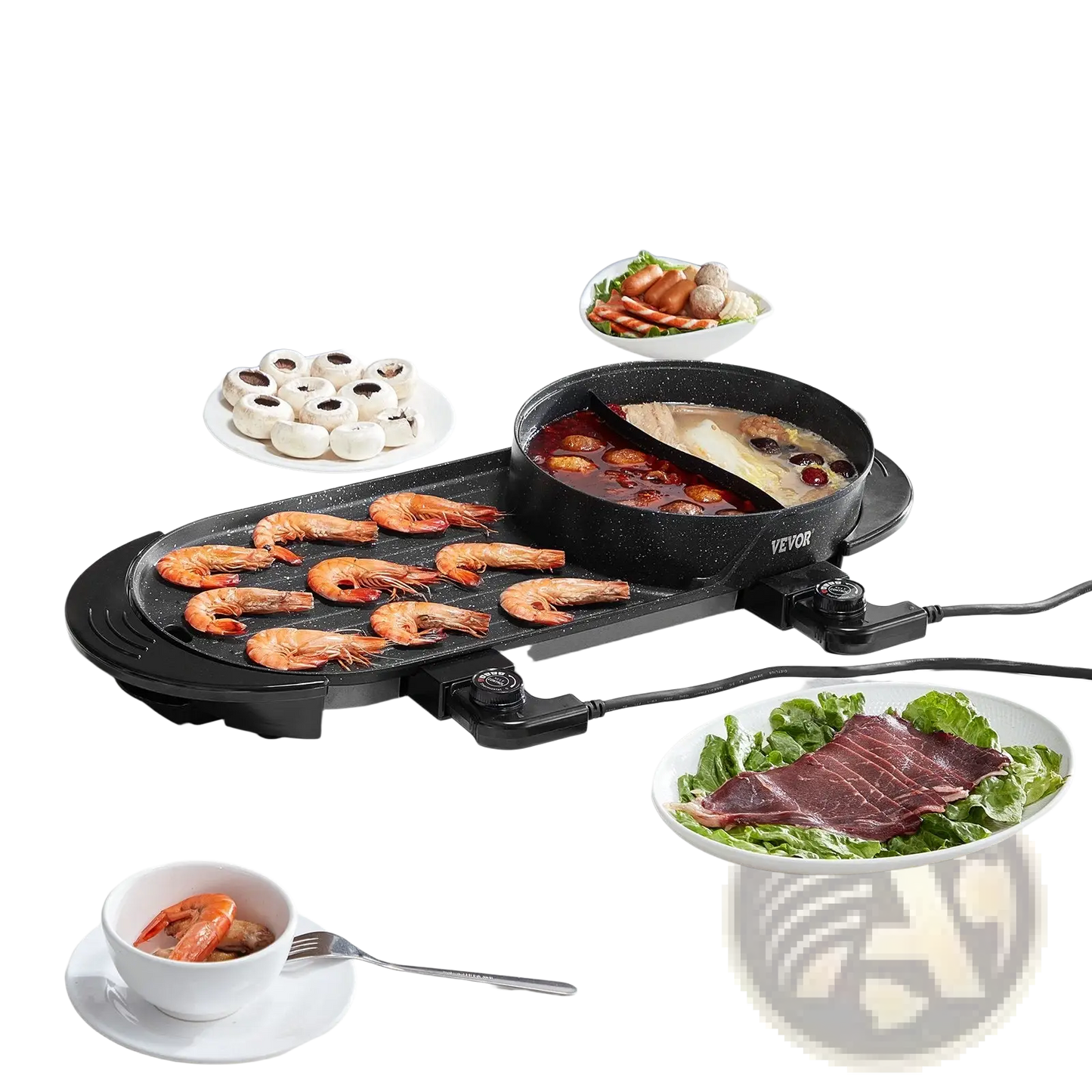 Hot Pot with Grill 2200w Electric Smokeless Griddle
