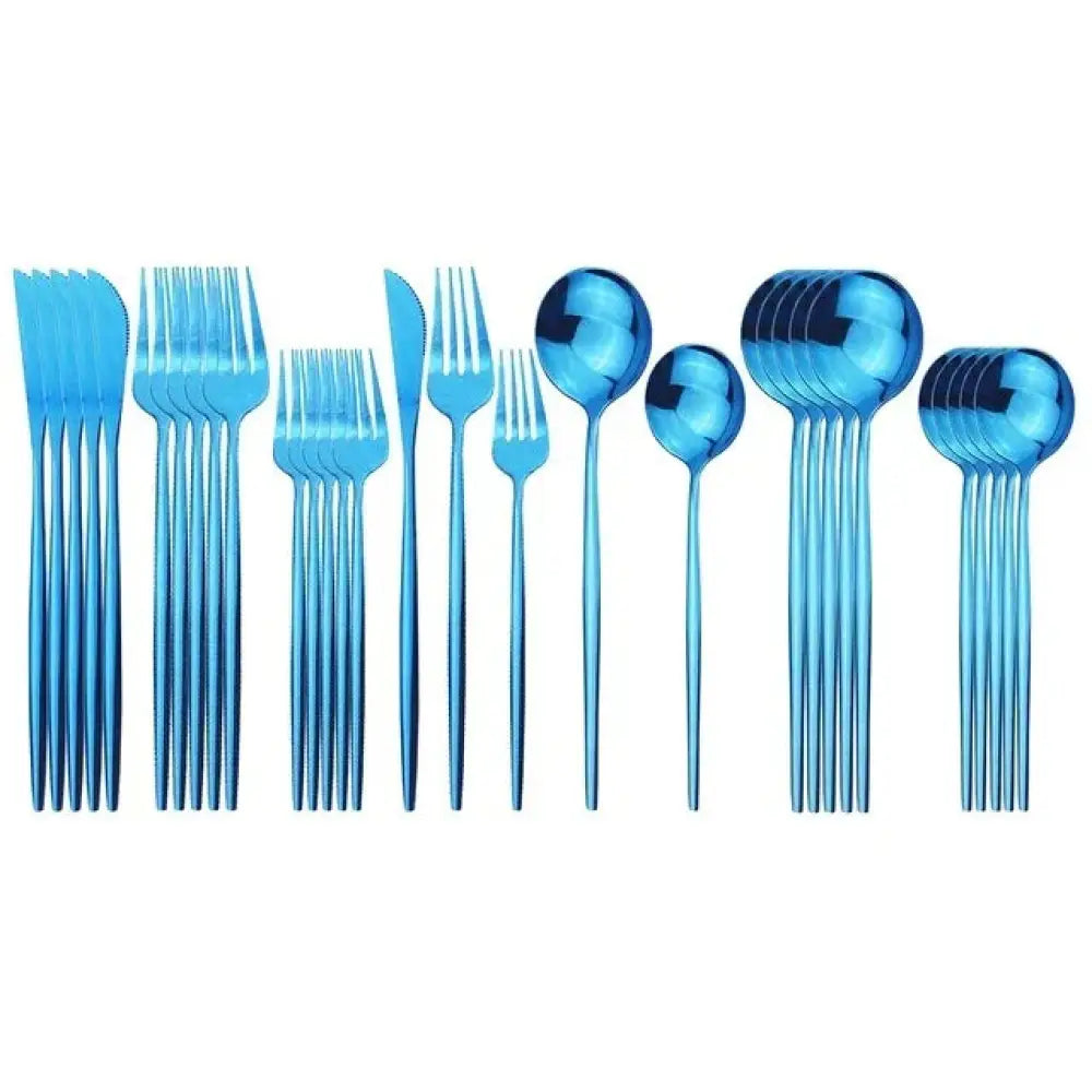 Modern Matte Blue Stainless Steel Cutlery Set