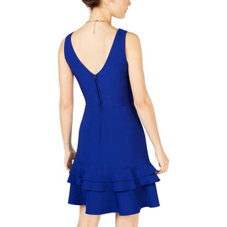 Teeze Me Women's Juniors Tiered V-Neck Skater Dress Royal Blue Size 5